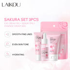 Set de Cuidado Facial LAIKOU: Crema, Serum y Contorno de Ojos
