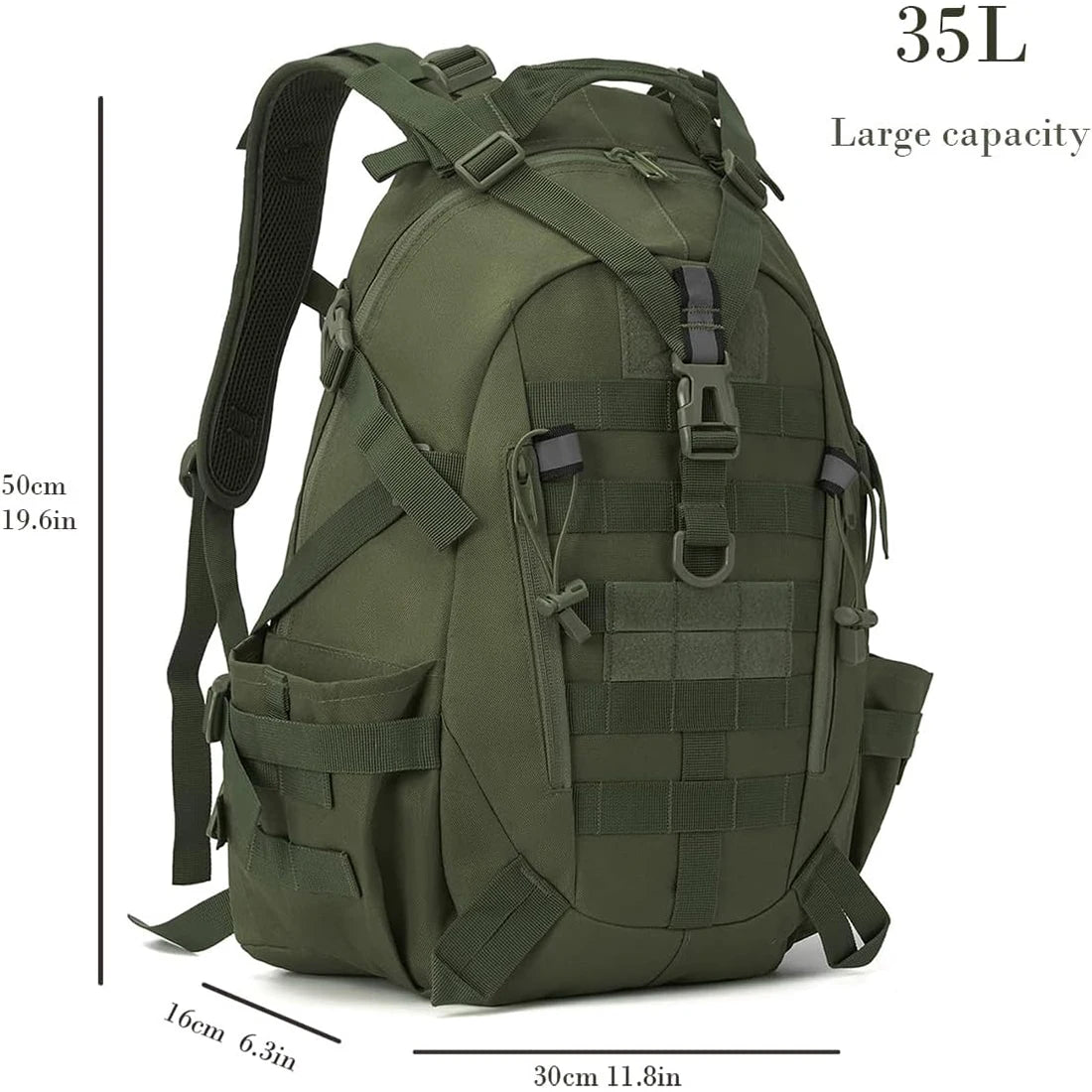Mochila Táctica MOLLE Reflectante – Camping, Senderismo y Supervivencia