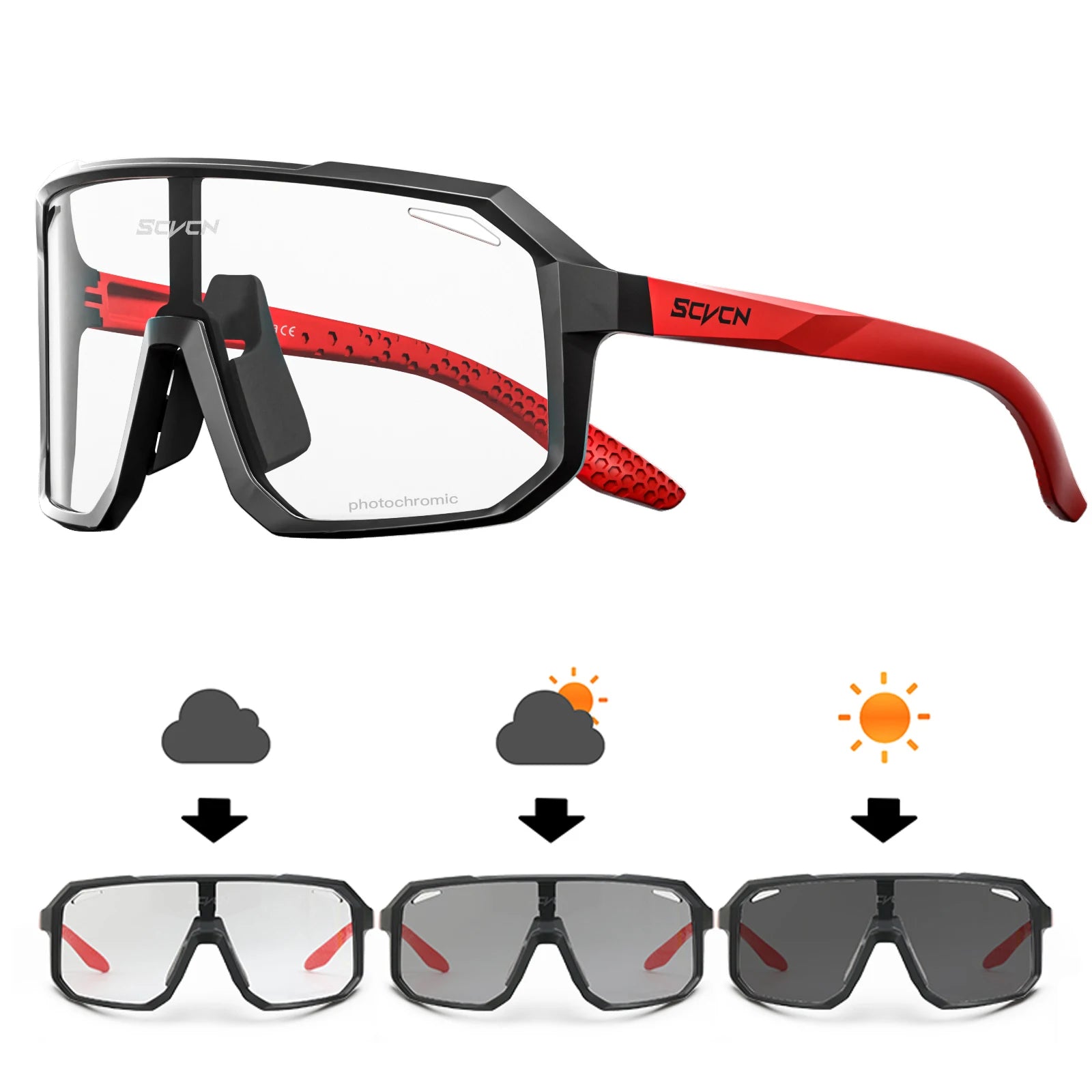 Gafas Lentes Ciclismo SCVCN S62 Fotocromáticas UV400 – Lentes PC y Montura TR90 Unisex