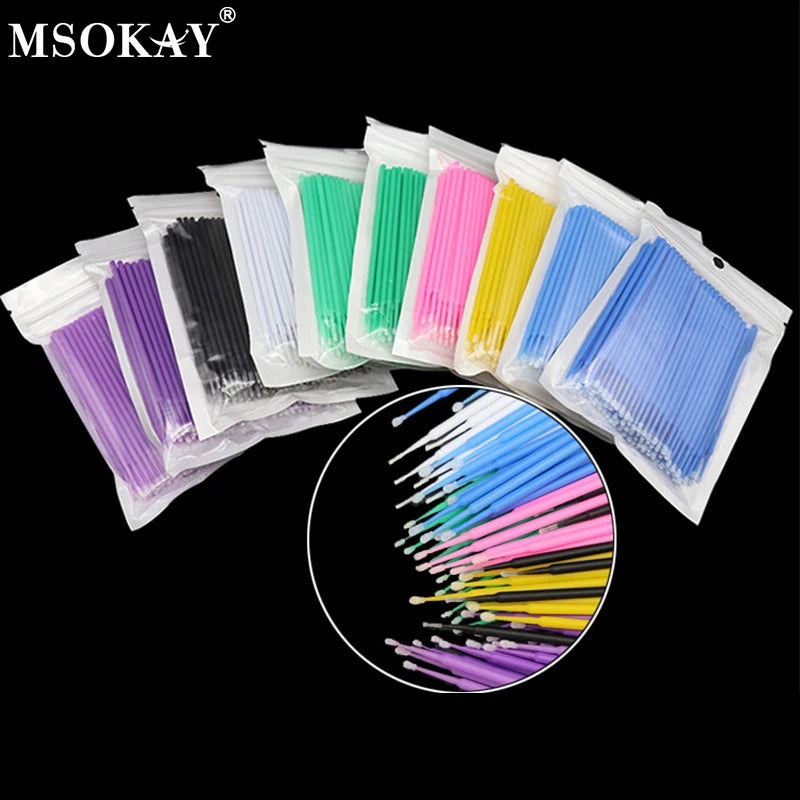 Pack 100 Microbrush para Limpieza de Extensiones de Pestañas