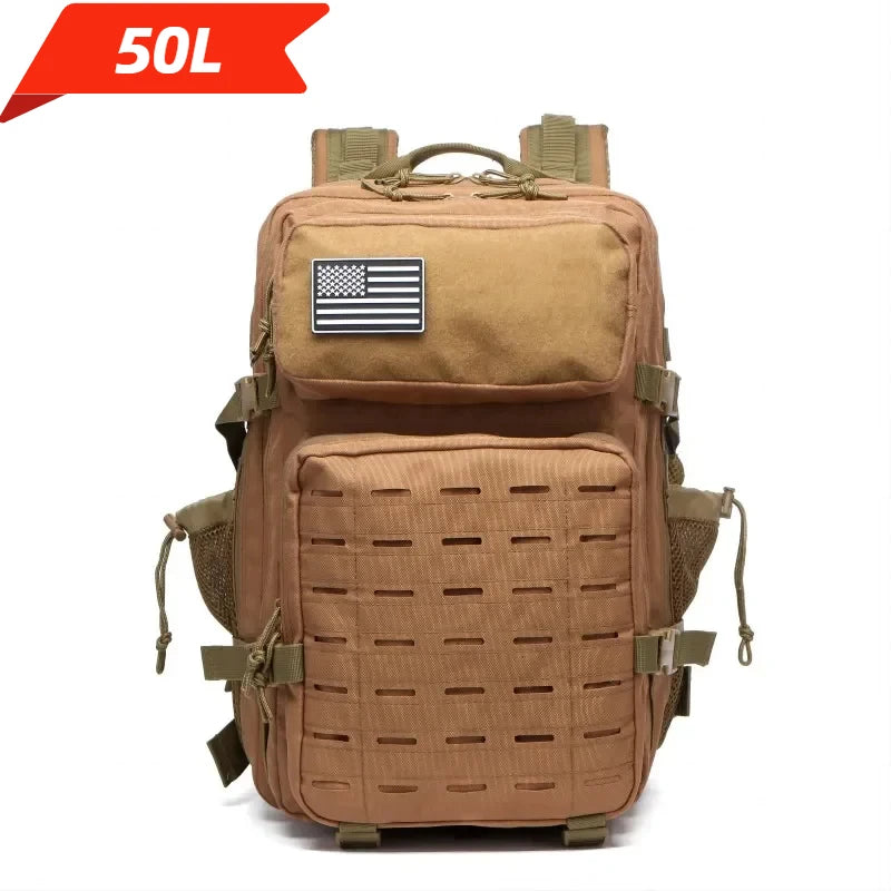 Mochila Táctica MOLLE 25L/50L con 2 Portabotellas – Senderismo, Caza, Gimnasio y EDC