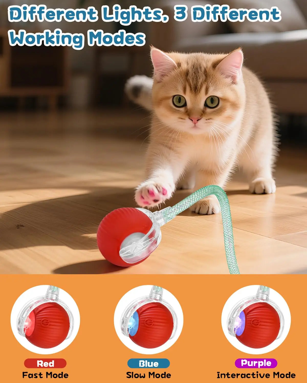Pelota Interactiva Inteligente para Gatos | Juguete Automático Recargable con Cola y Sensores