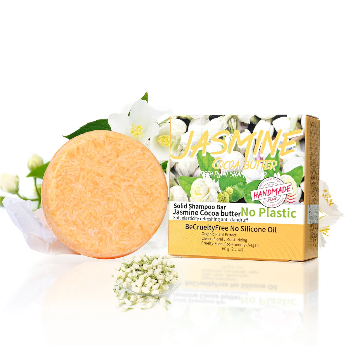 Shampoo sólido artesanal de jazmín | Control de grasa y frescura
