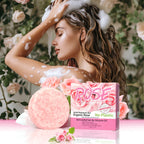 Shampoo sólido artesanal de rosa | Nutritivo, aroma floral y control grasa