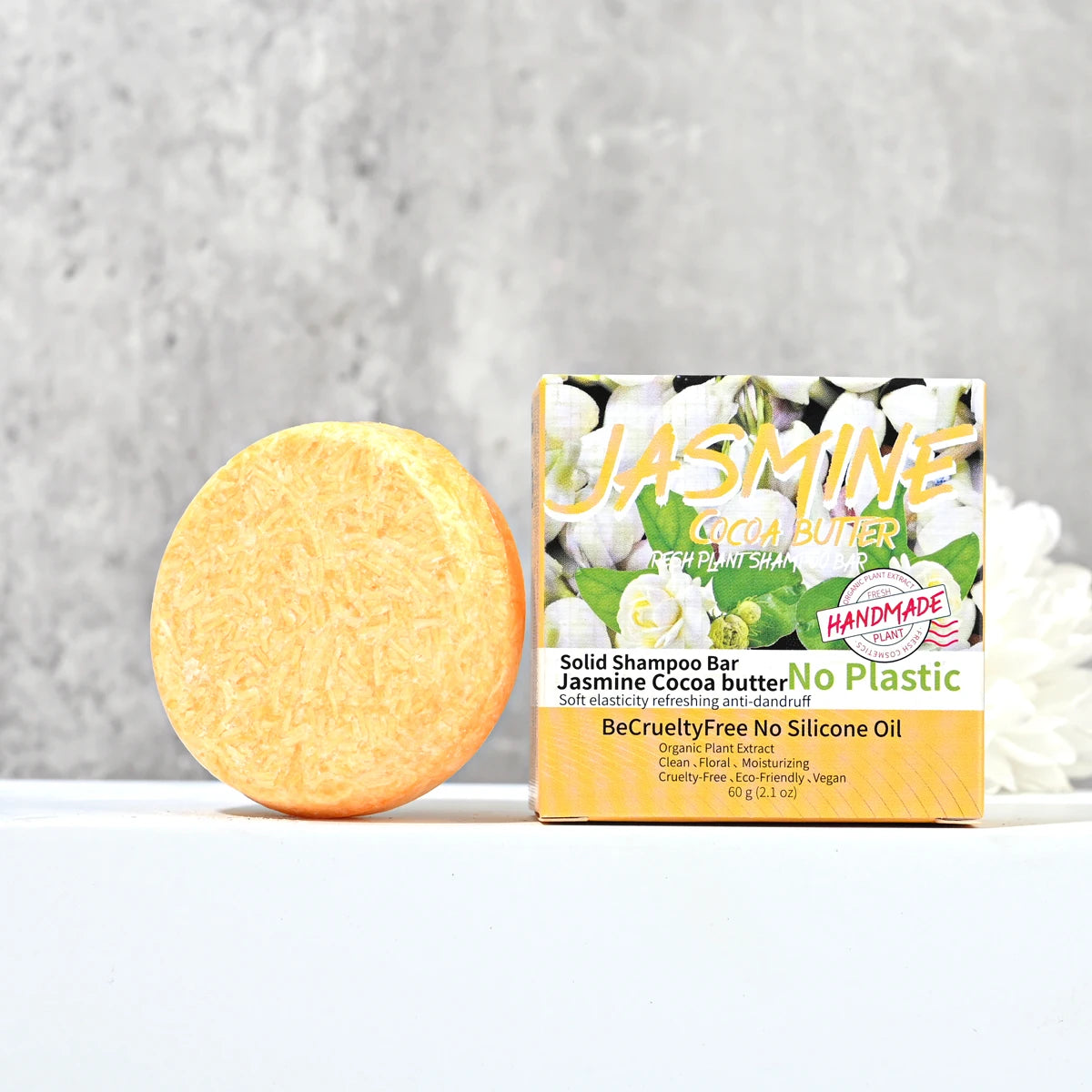Shampoo sólido artesanal de jazmín | Control de grasa y frescura
