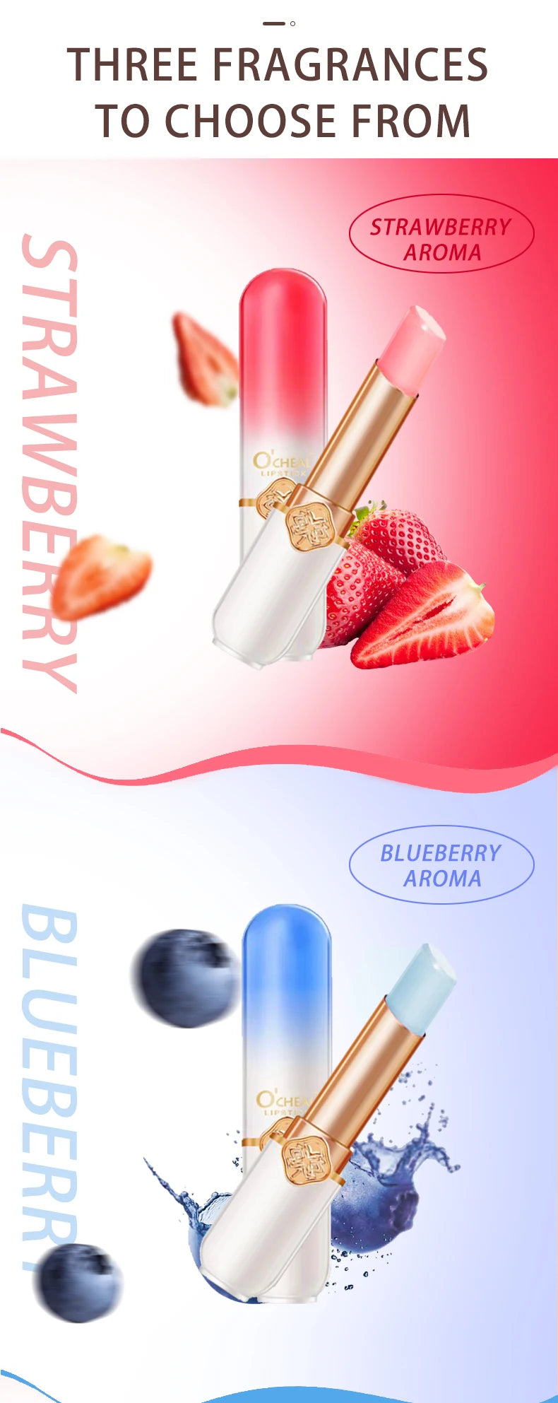Labial frutal O’CHEAL | Hidratante, waterproof y cambia de color
