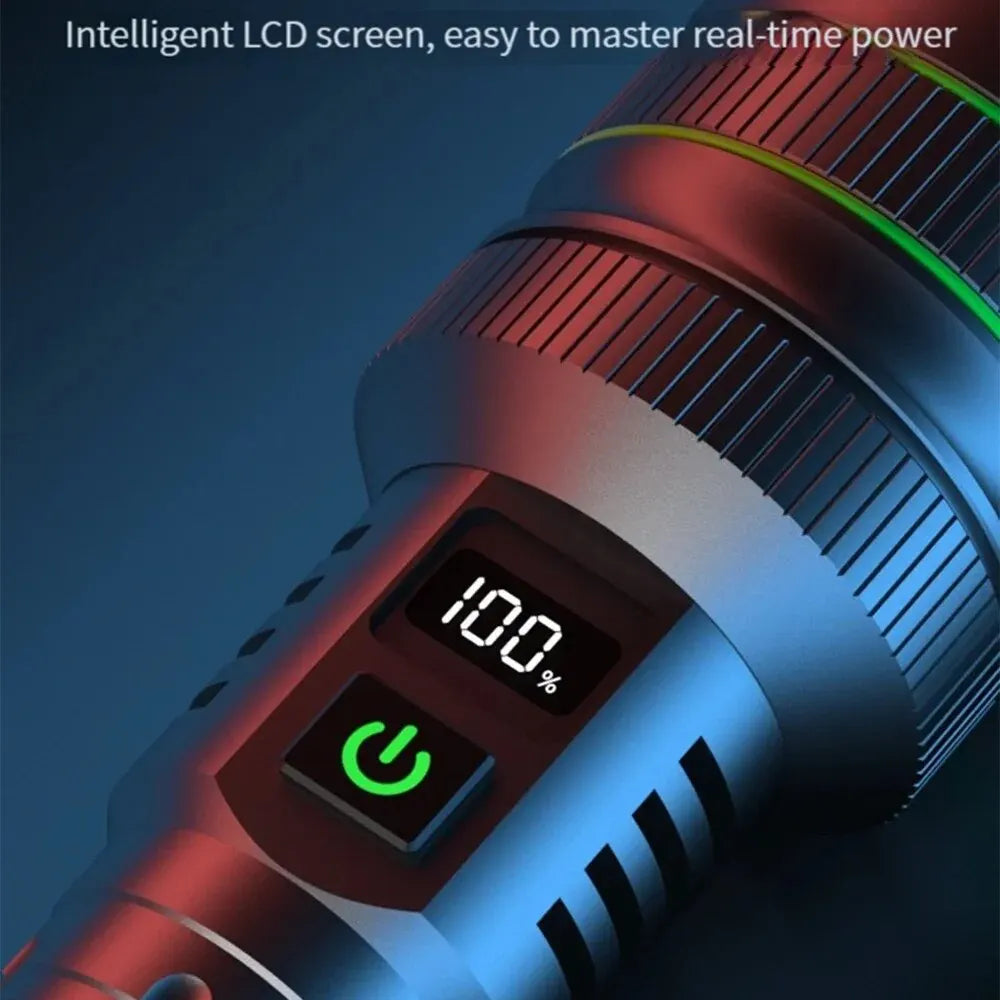 Linterna LED Táctica de Largo Alcance KENSUN KS008 | 1500m, Zoom, Recargable USB 80W