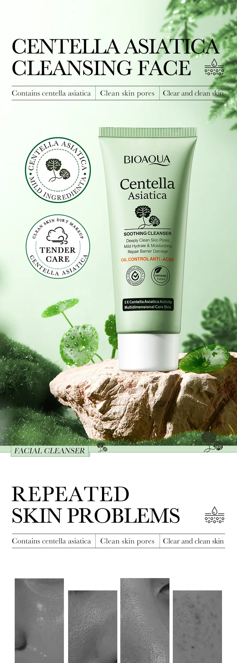 Limpiador Facial BIOAQUA Centella Asiática Control Grasa 100g