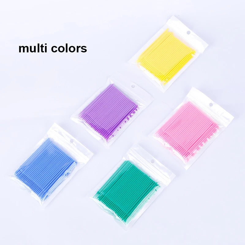 Pack 100 Microbrush para Limpieza de Extensiones de Pestañas