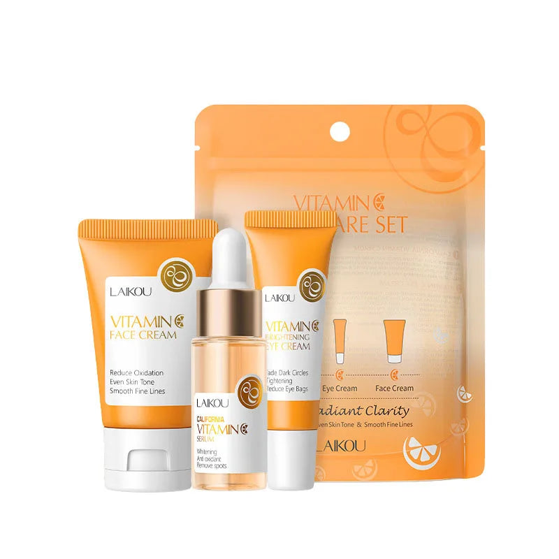 Set de Cuidado Facial LAIKOU: Crema, Serum y Contorno de Ojos