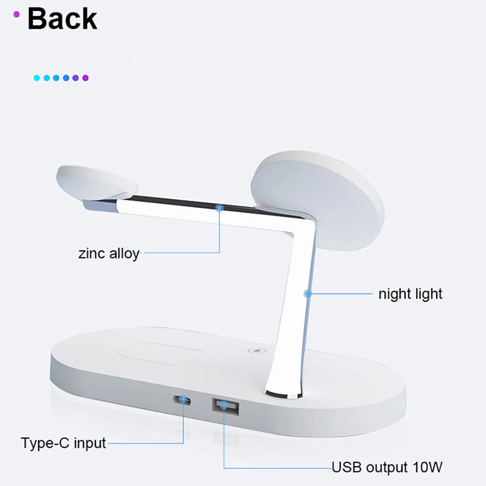 Cargador Inalámbrico 3 en 1 TIMESS 15W – iPhone 12–16, Apple Watch 4–10 y AirPods Pro (USB-C)