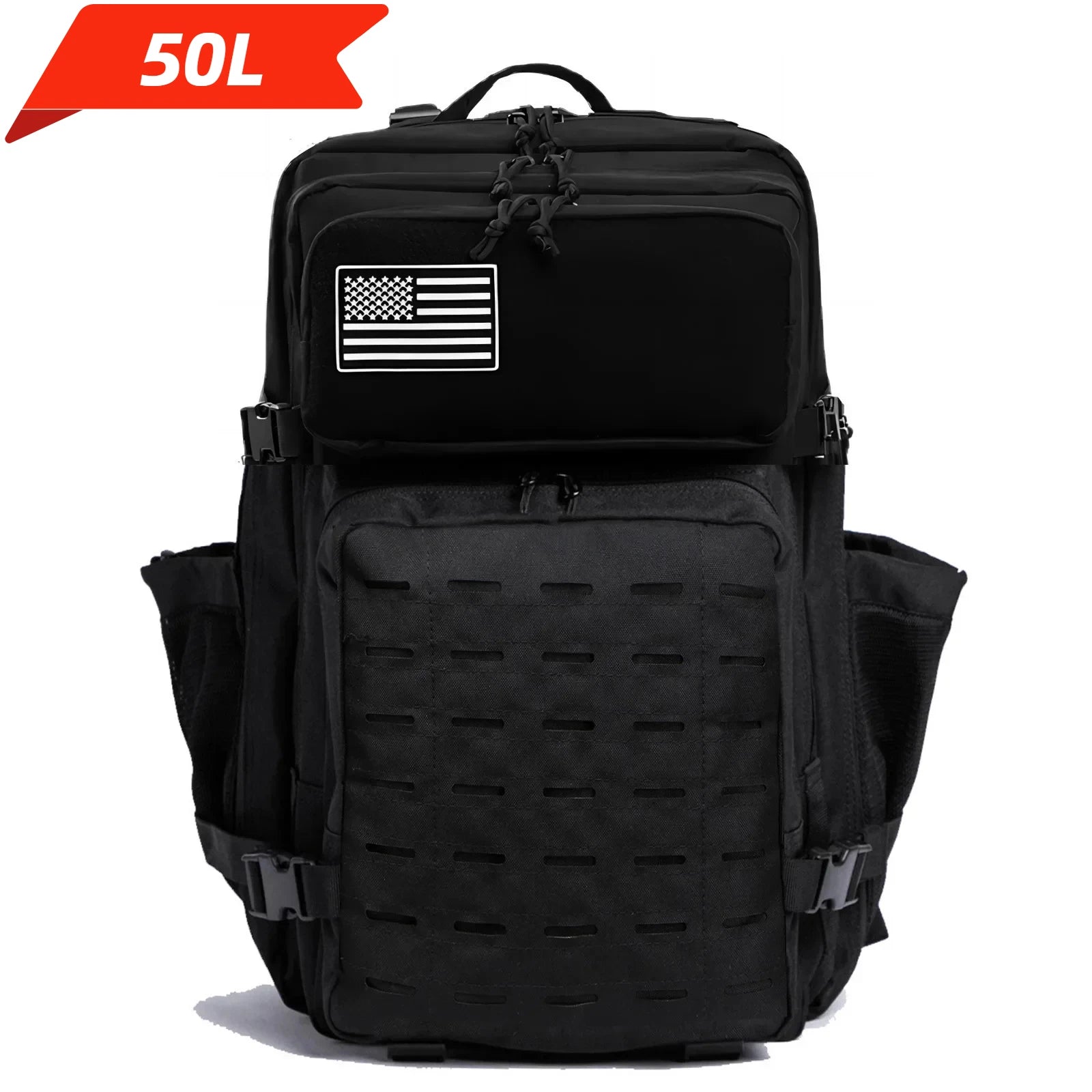 Mochila Táctica MOLLE 25L/50L con 2 Portabotellas – Senderismo, Caza, Gimnasio y EDC