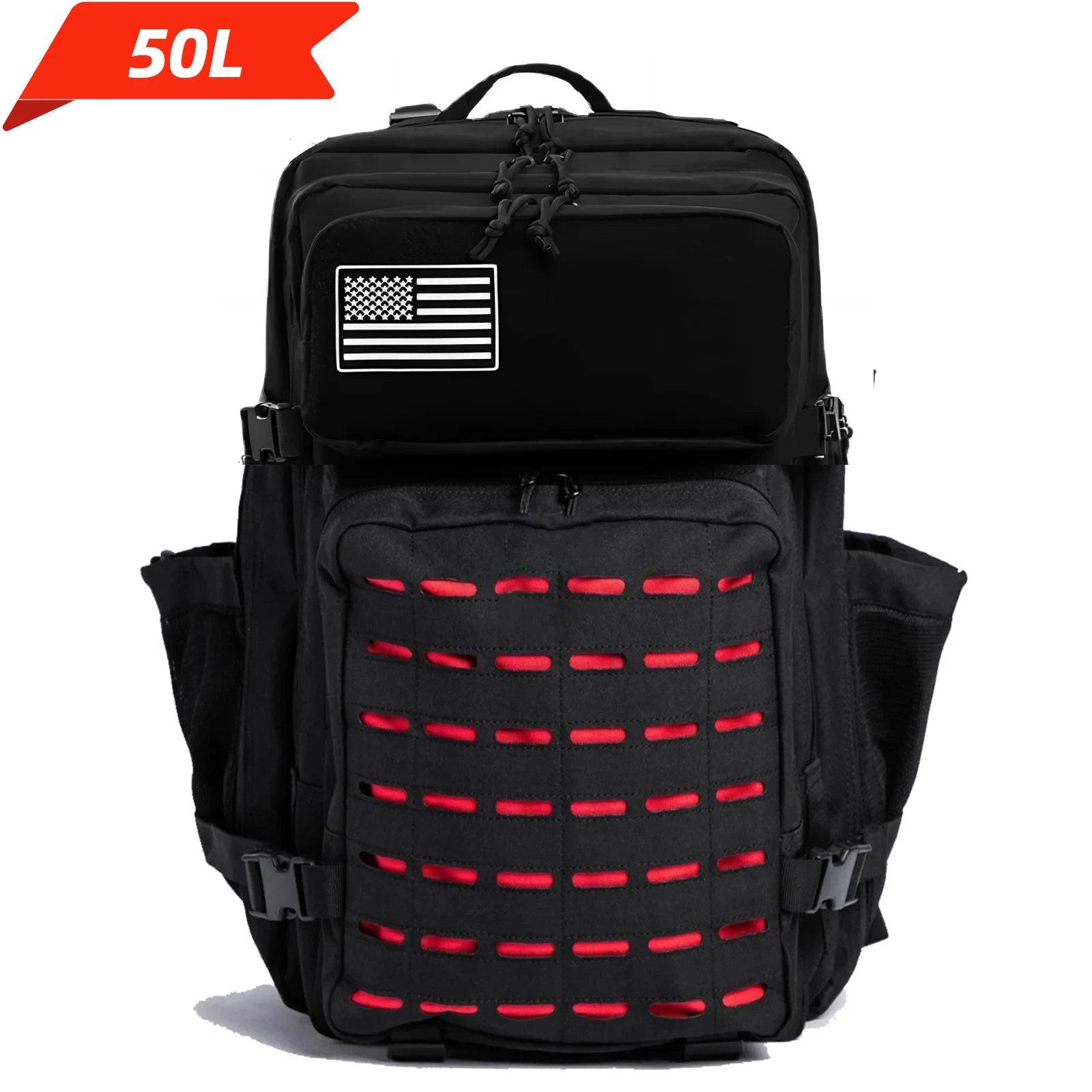Mochila Táctica MOLLE 25L/50L con 2 Portabotellas – Senderismo, Caza, Gimnasio y EDC