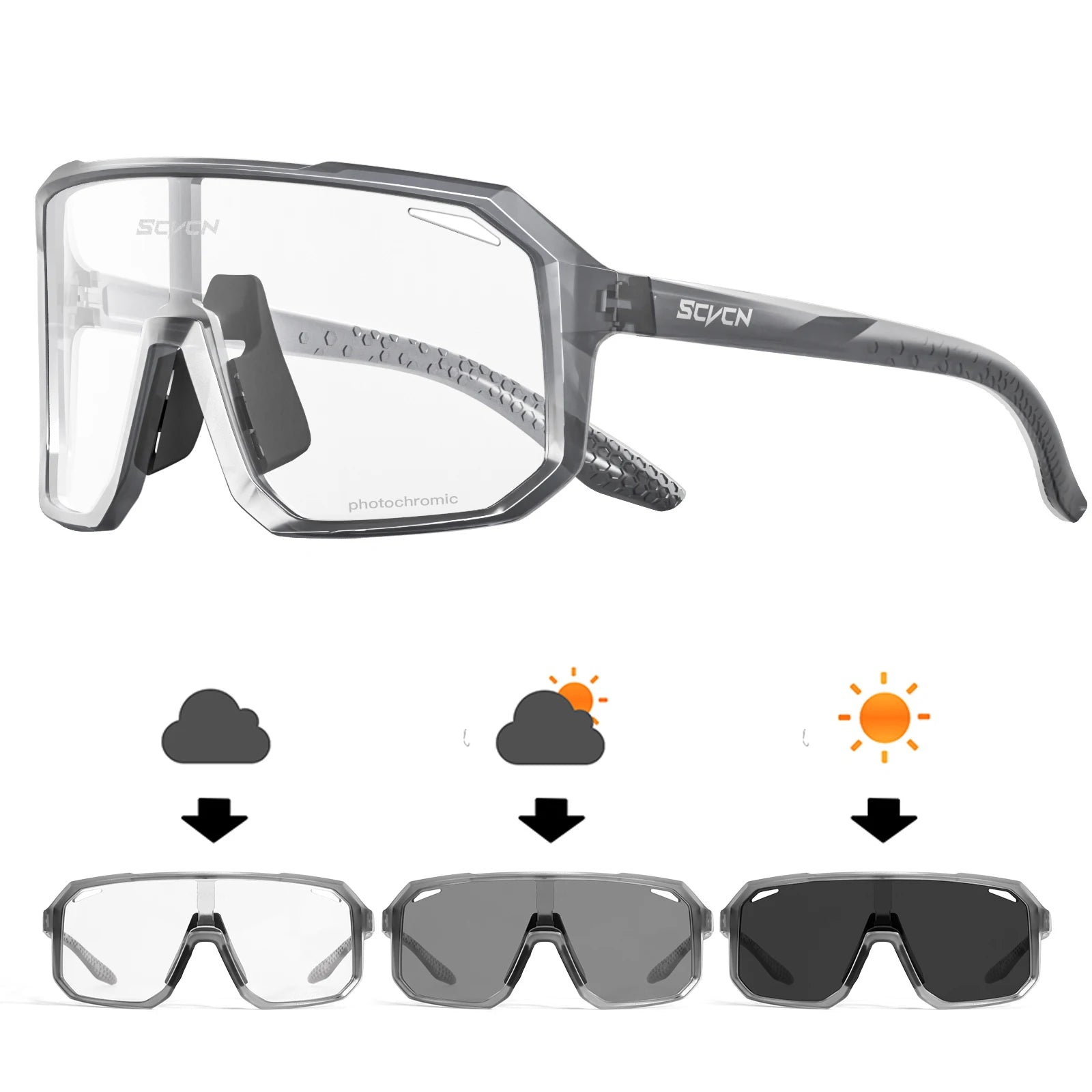 Gafas Lentes Ciclismo SCVCN S62 Fotocromáticas UV400 – Lentes PC y Montura TR90 Unisex