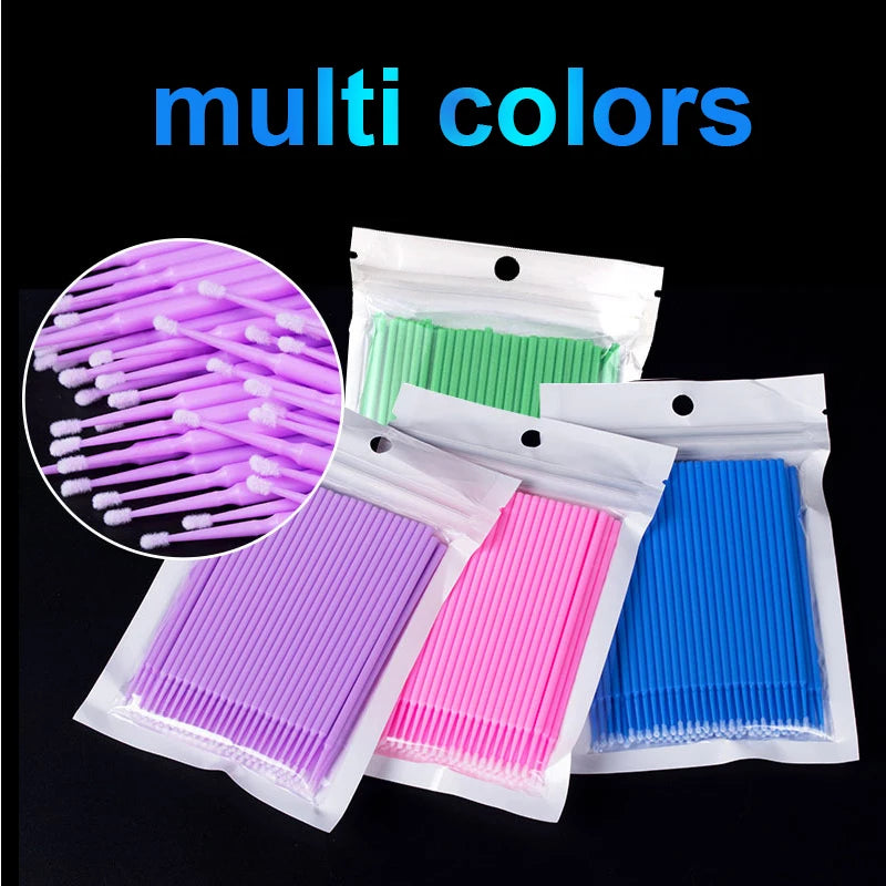 Pack 100 Microbrush para Limpieza de Extensiones de Pestañas