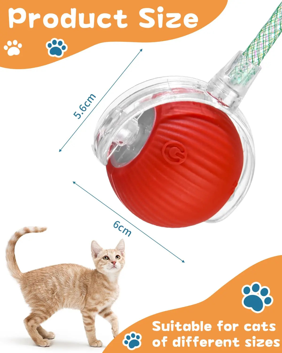 Pelota Interactiva Inteligente para Gatos | Juguete Automático Recargable con Cola y Sensores