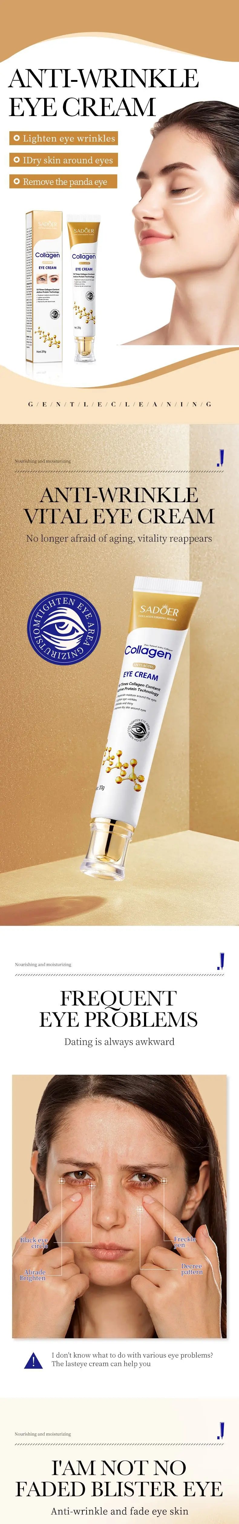 Crema de Ojos Sadoer con Colágeno Anti Ojeras e Hidratante