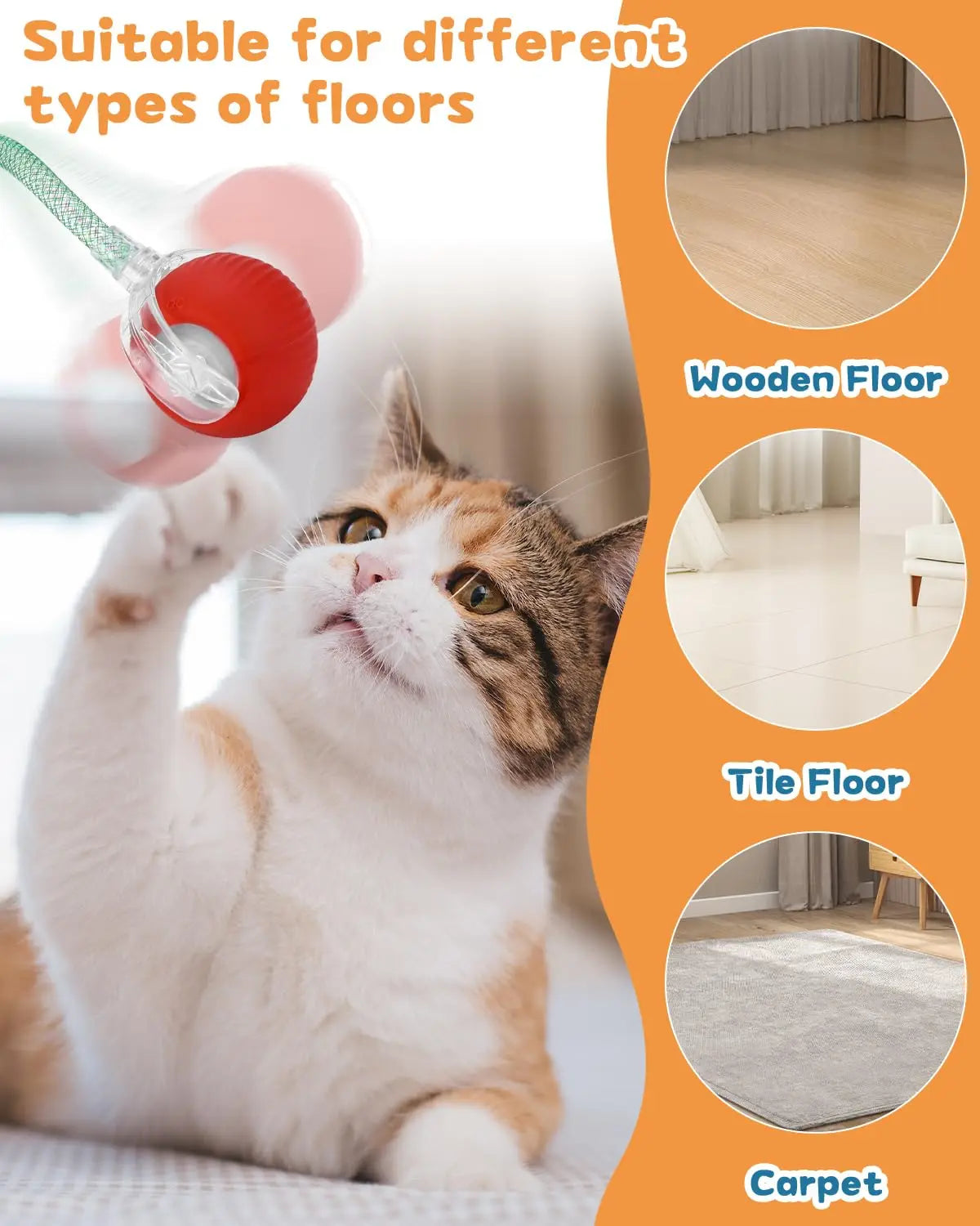 Pelota Interactiva Inteligente para Gatos | Juguete Automático Recargable con Cola y Sensores