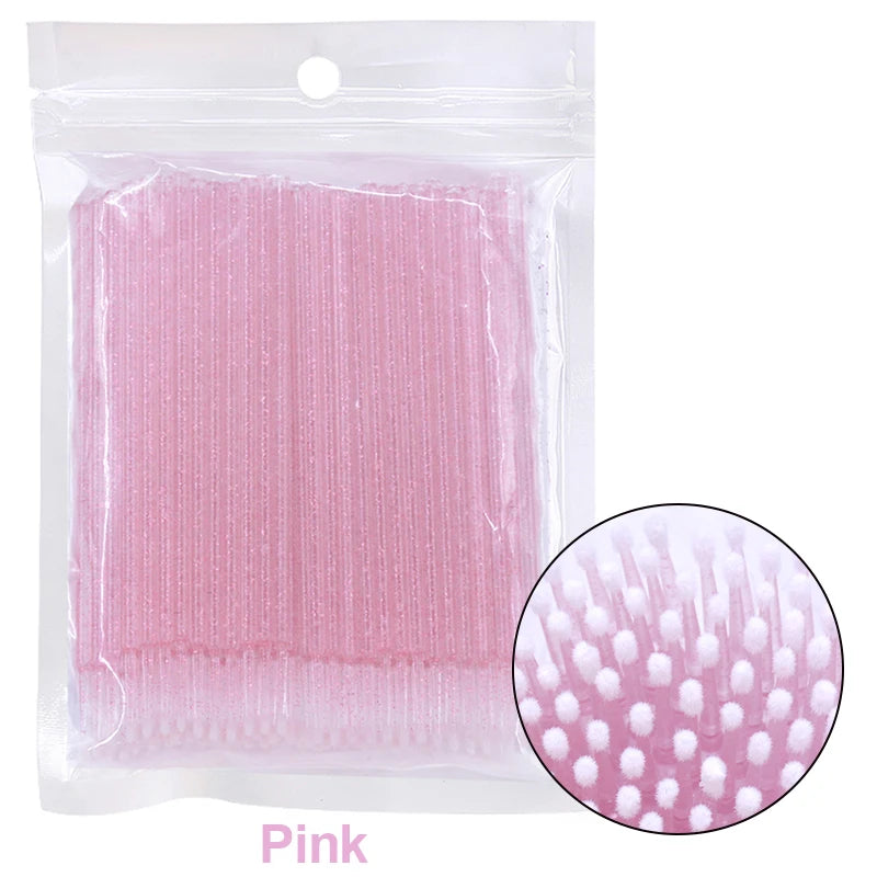 Pack 100 Microbrush para Limpieza de Extensiones de Pestañas