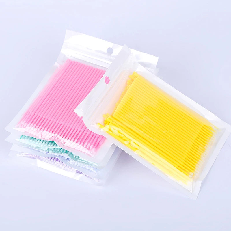 Pack 100 Microbrush para Limpieza de Extensiones de Pestañas