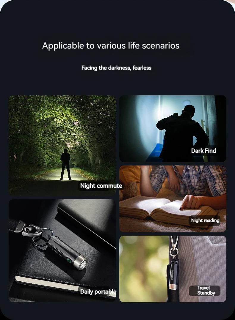 Philips Linterna LED Recargable Mini EDC SFL1121 | Llavero, Camping  500LM