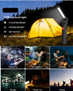 Linterna LED COB Portátil Recargable ESMARTER | Magnética 360° USB para Camping y Trabajo
