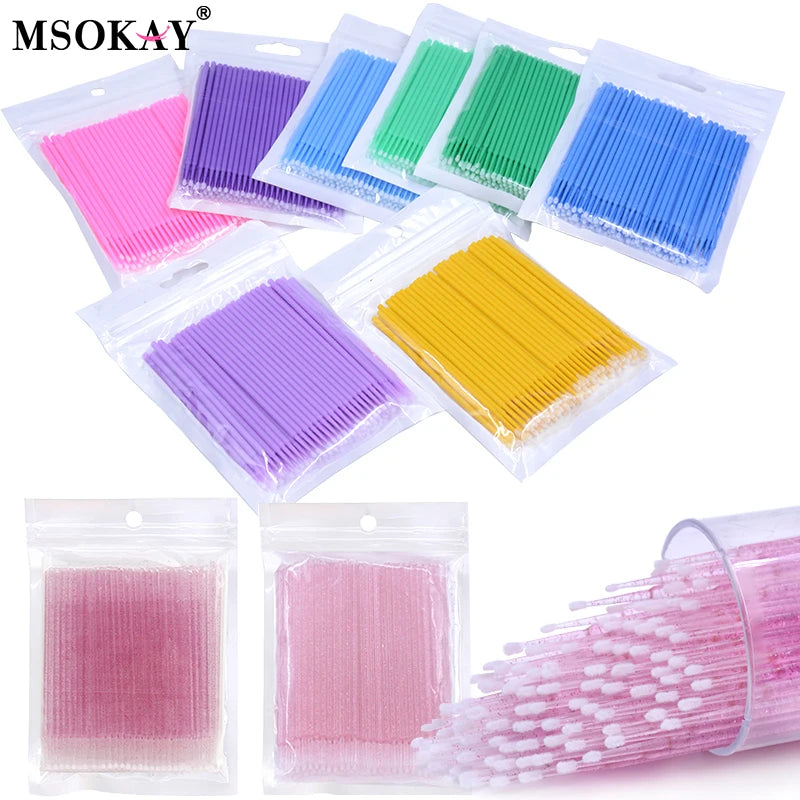 Pack 100 Microbrush para Limpieza de Extensiones de Pestañas