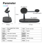 Cargador Inalámbrico 3 en 1 TIMESS 15W – iPhone 12–16, Apple Watch 4–10 y AirPods Pro (USB-C)