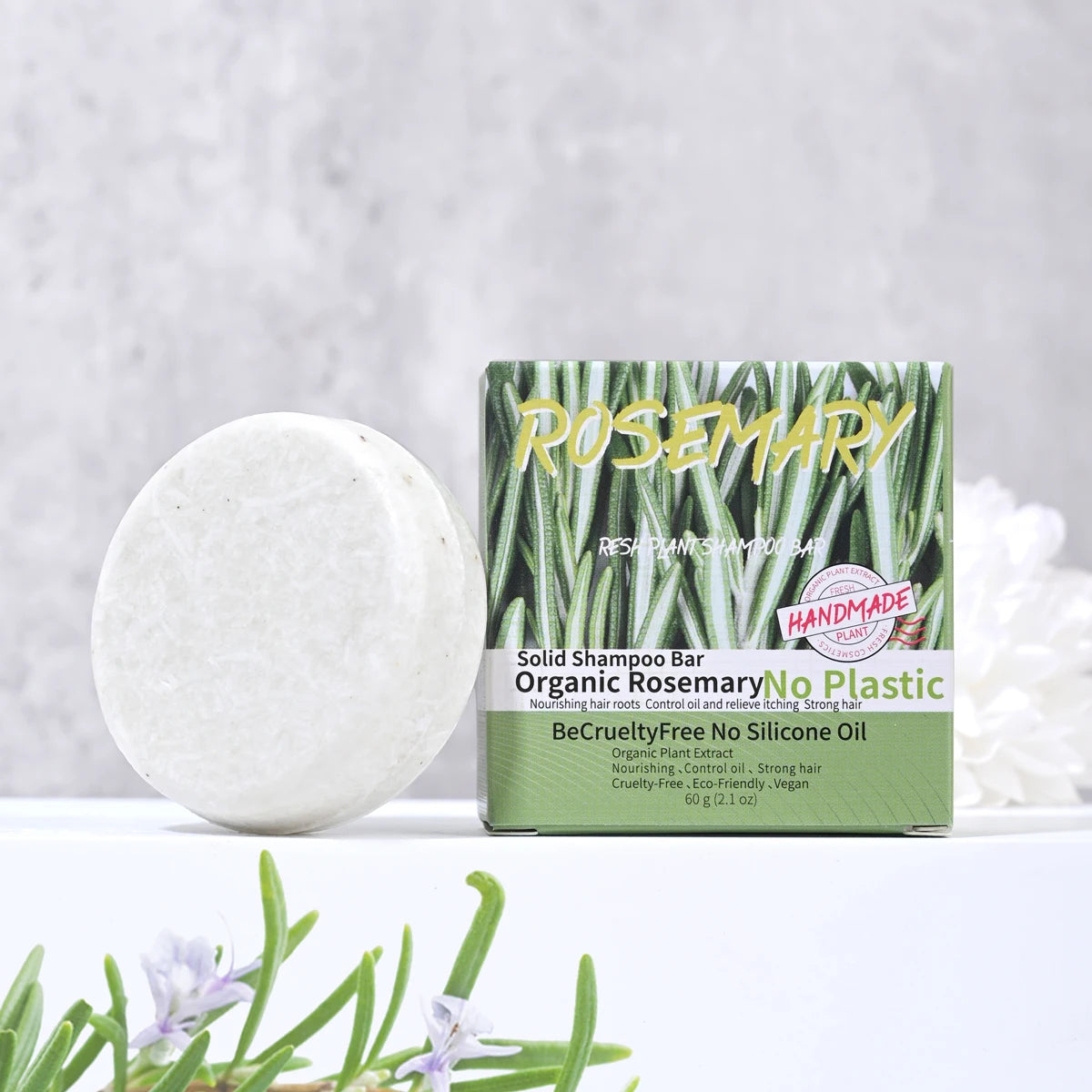 Shampoo en Barra de Romero 60g | Anticaspa y Control Grasa
