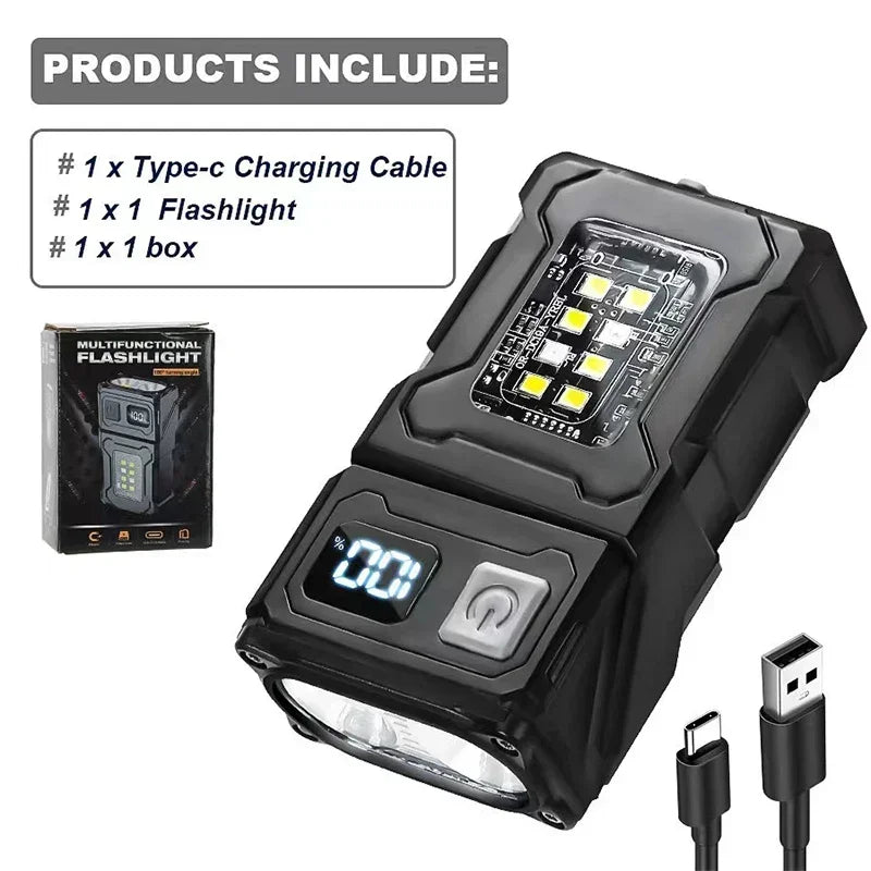 Mini Linterna LED Recargable USB con Imán Trasero | Camping, Emergencias y Uso Multifuncional