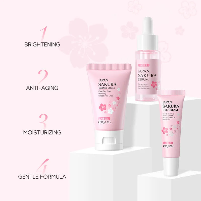 Set de Cuidado Facial LAIKOU: Crema, Serum y Contorno de Ojos