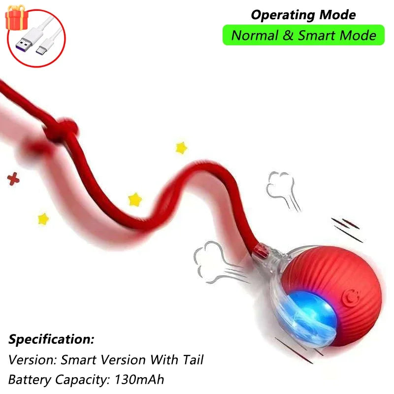 Pelota Interactiva Inteligente para Gatos | Juguete Automático Recargable con Cola y Sensores