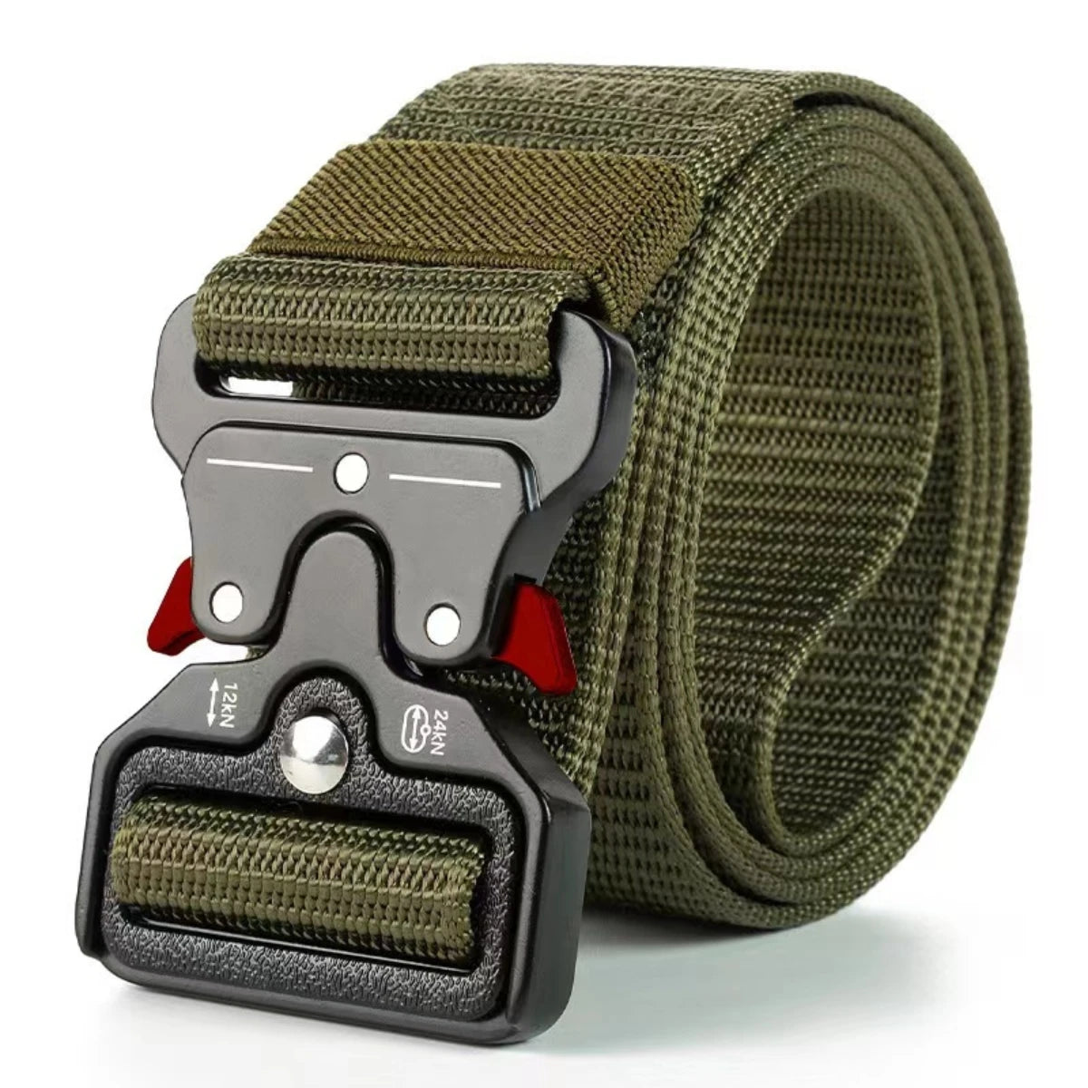 Cinturón Táctico de Nylon con Hebilla Plástica “Orejas Rojas” – Militar, Entrenamiento y Outdoor