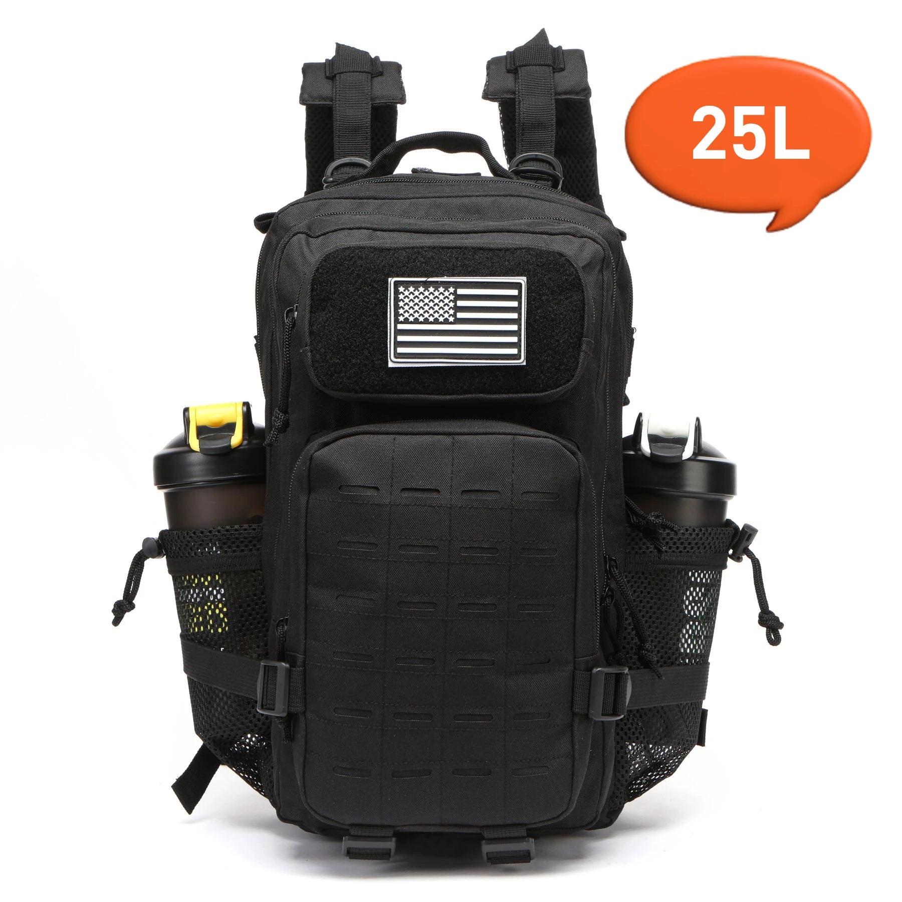 Mochila Táctica MOLLE 25L/50L con 2 Portabotellas – Senderismo, Caza, Gimnasio y EDC