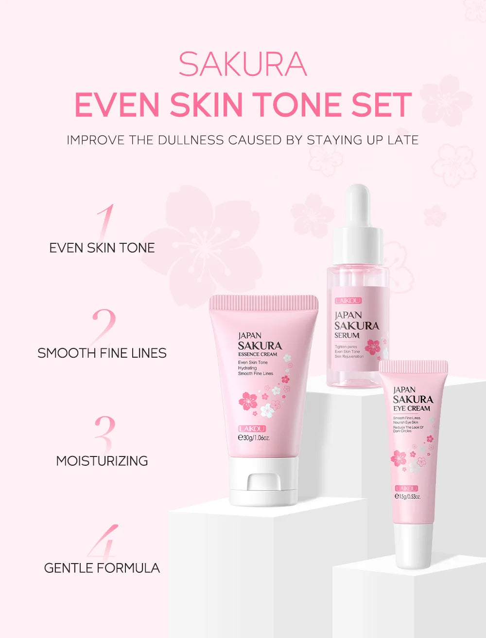 Set de Cuidado Facial LAIKOU: Crema, Serum y Contorno de Ojos