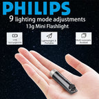 Philips Linterna LED Recargable Mini EDC SFL1121 | Llavero, Camping  500LM