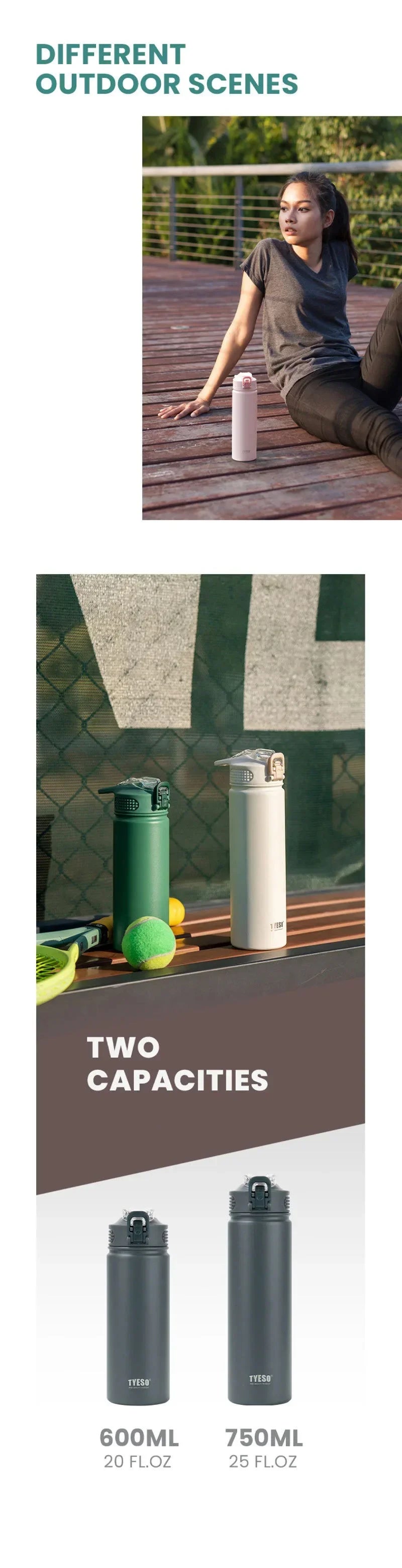 Botella Térmica Acero Inoxidable 304 (600/750 ml) con Pajita – Termo Deportivo de Doble Pared