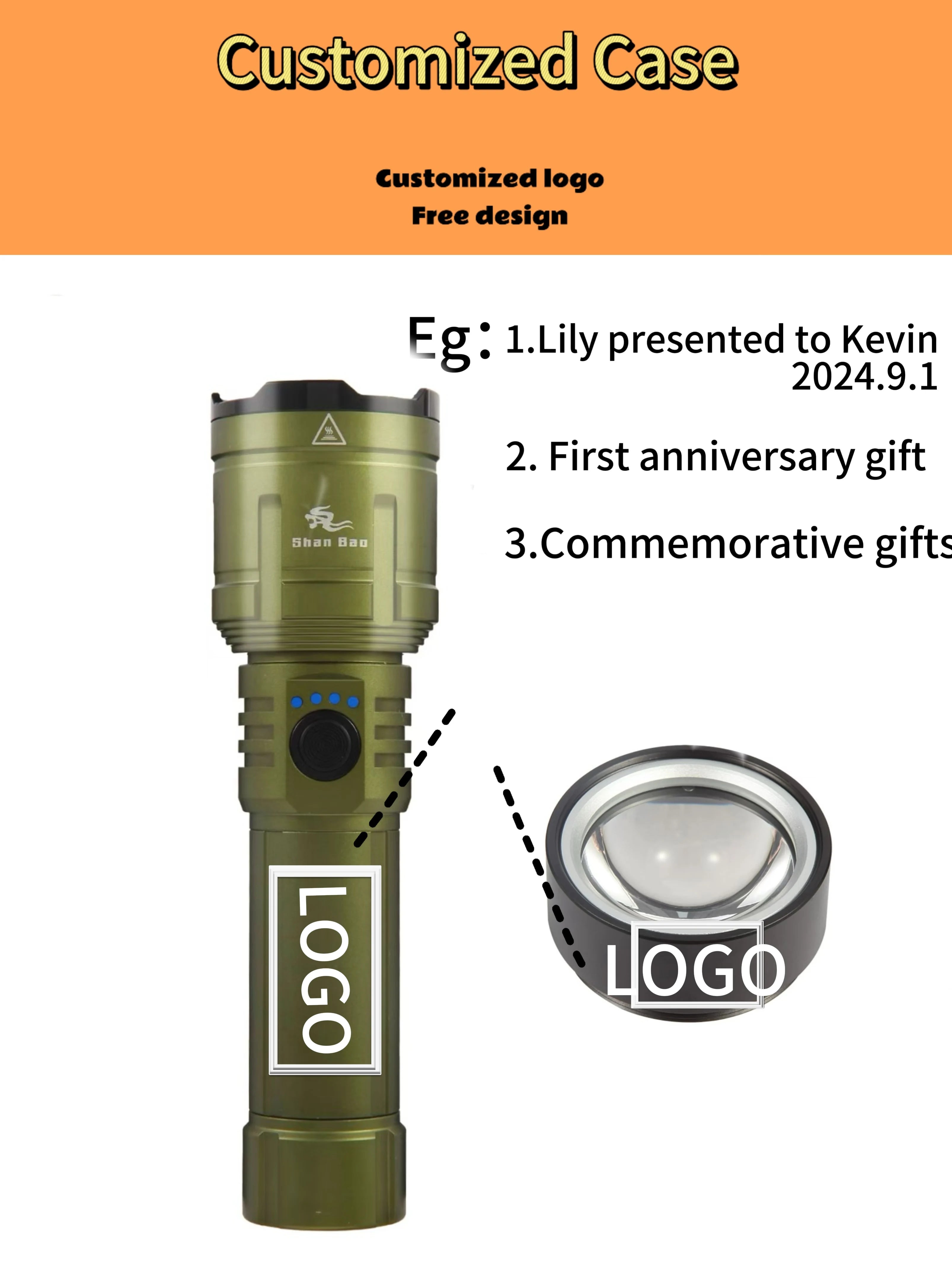 Linterna LED Shan Bao 3000 LM Impermeable con Zoom – Recargable, 5000 mAh, Ilumina a +500 m y Enciende Objetos