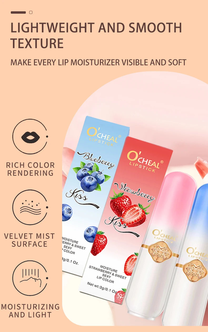 Labial frutal O’CHEAL | Hidratante, waterproof y cambia de color