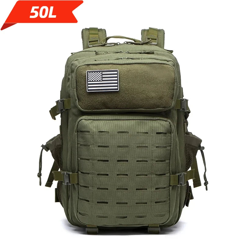 Mochila Táctica MOLLE 25L/50L con 2 Portabotellas – Senderismo, Caza, Gimnasio y EDC
