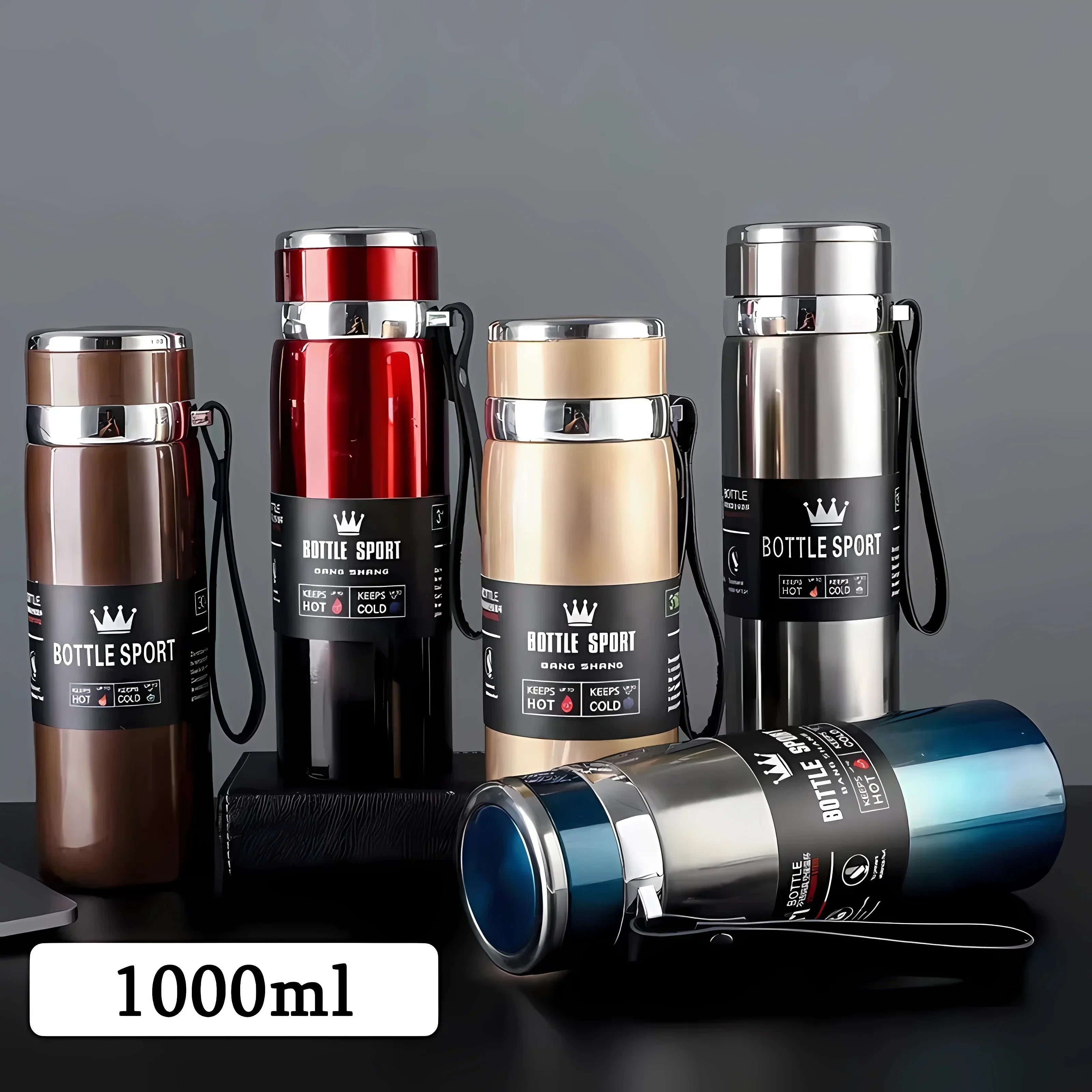 Botella Térmica 1 L de Acero Inoxidable – Termo para Agua, Té y Café (Libre de BPA)