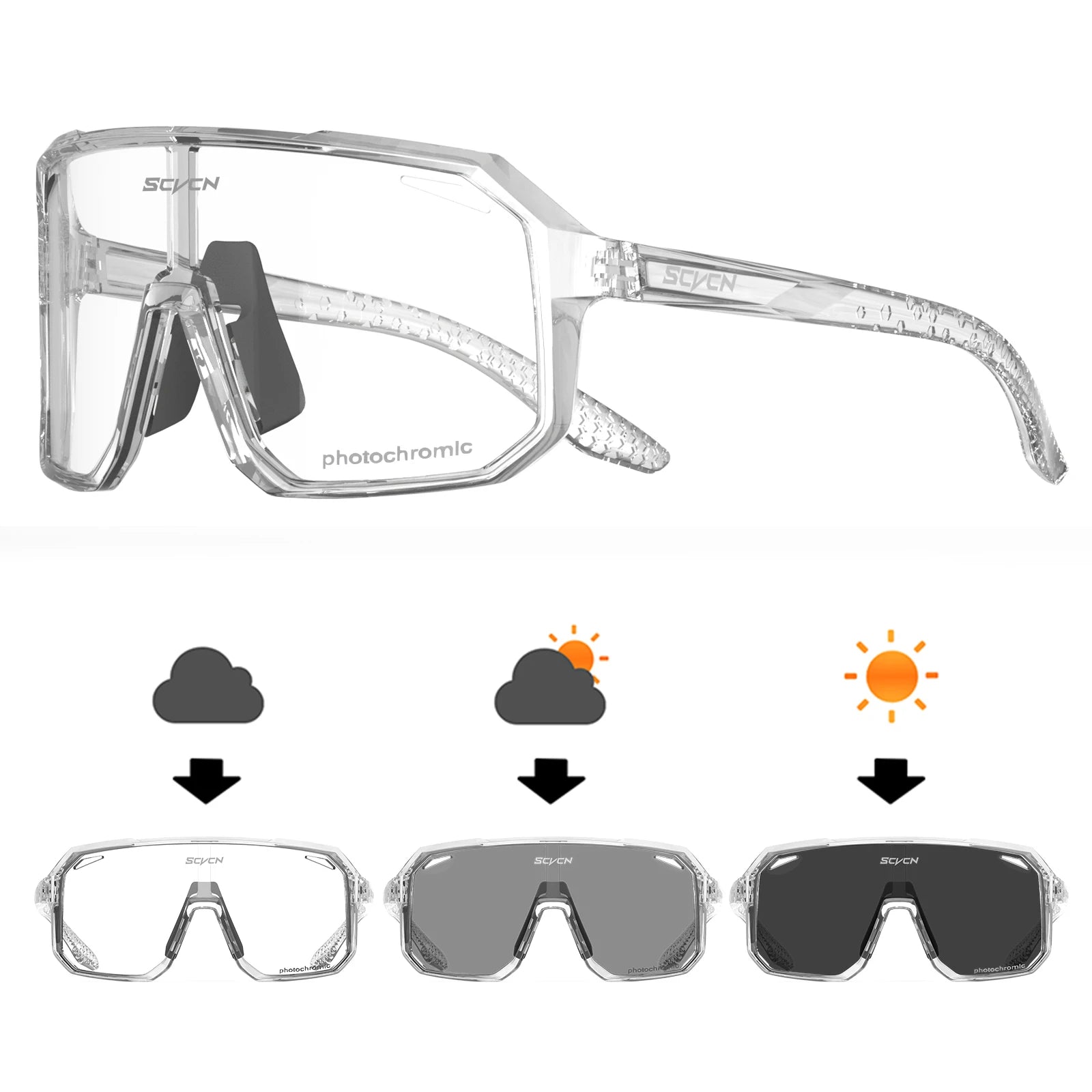 Gafas Lentes Ciclismo SCVCN S62 Fotocromáticas UV400 – Lentes PC y Montura TR90 Unisex