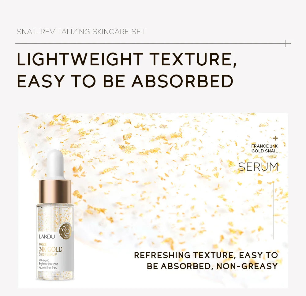 Set de Cuidado Facial LAIKOU: Crema, Serum y Contorno de Ojos