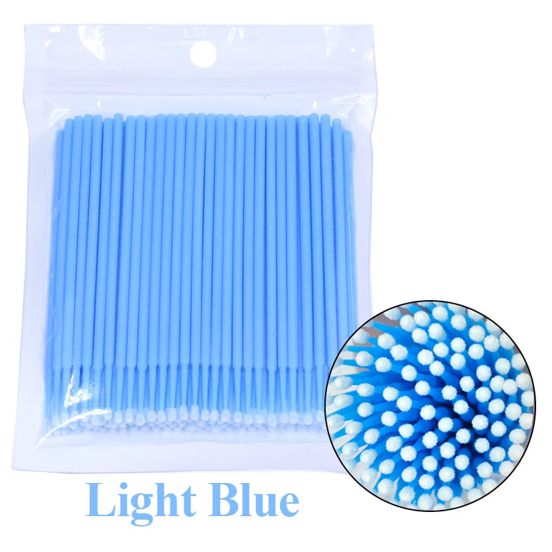 Pack 100 Microbrush para Limpieza de Extensiones de Pestañas