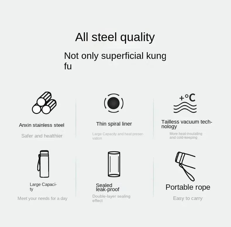 Botella Térmica 1 L de Acero Inoxidable – Termo para Agua, Té y Café (Libre de BPA)