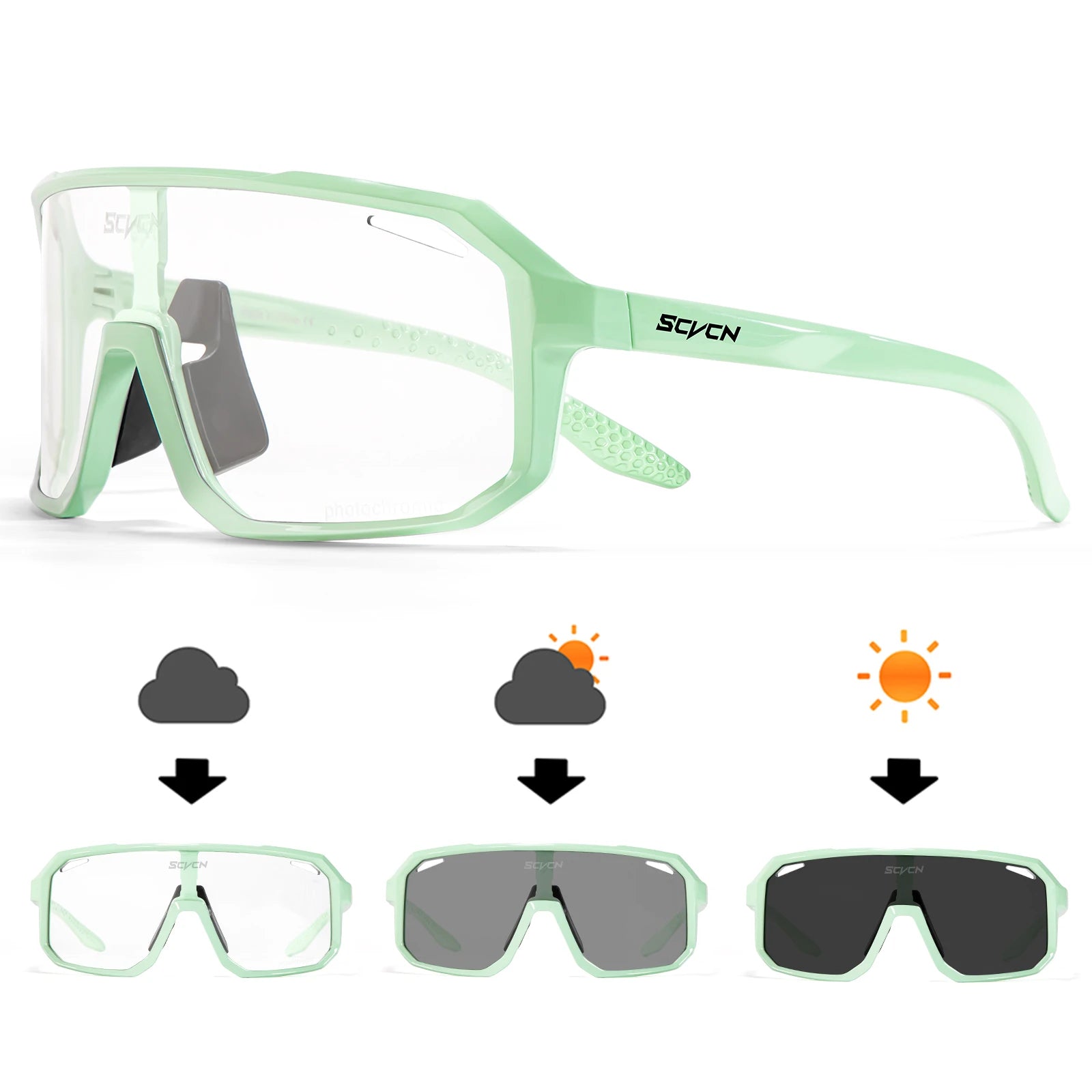 Gafas Lentes Ciclismo SCVCN S62 Fotocromáticas UV400 – Lentes PC y Montura TR90 Unisex