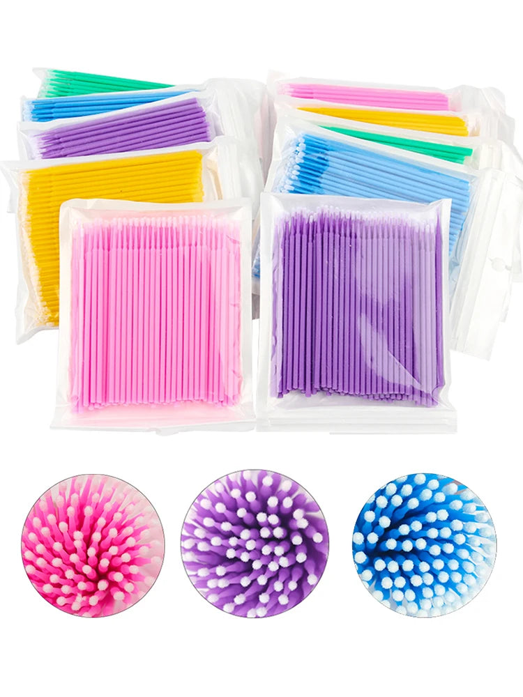 Pack 100 Microbrush para Limpieza de Extensiones de Pestañas