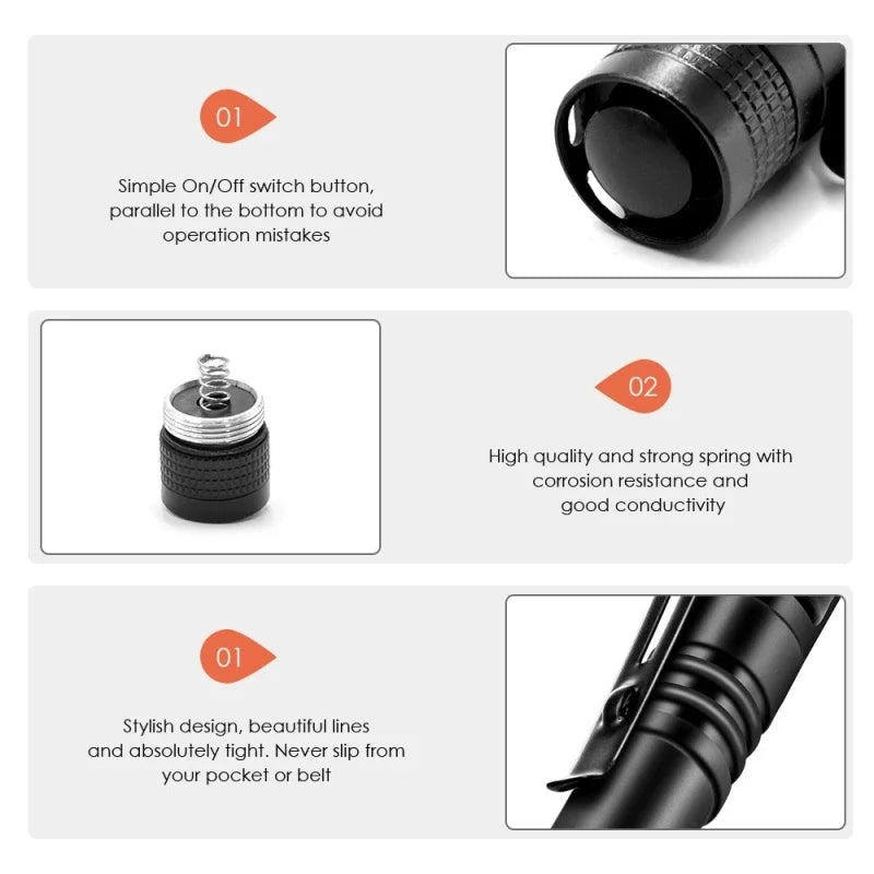 Mini Linterna LED Portátil Tipo Bolígrafo | ESMARTER Ultra Brillante 300LM Impermeable