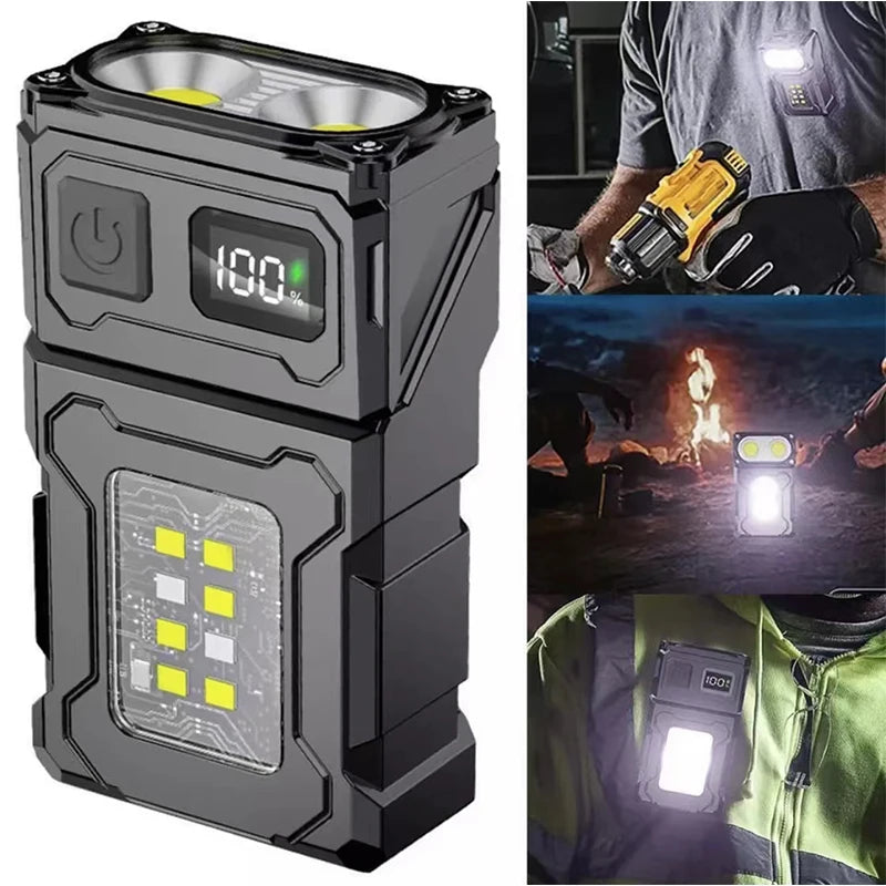 Mini Linterna LED Recargable USB con Imán Trasero | Camping, Emergencias y Uso Multifuncional