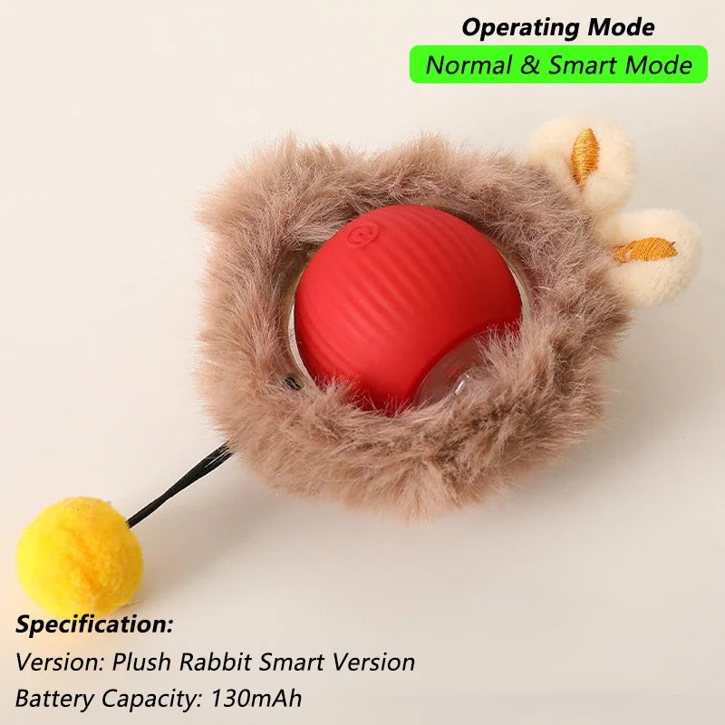 Pelota Interactiva Inteligente para Gatos | Juguete Automático Recargable con Cola y Sensores
